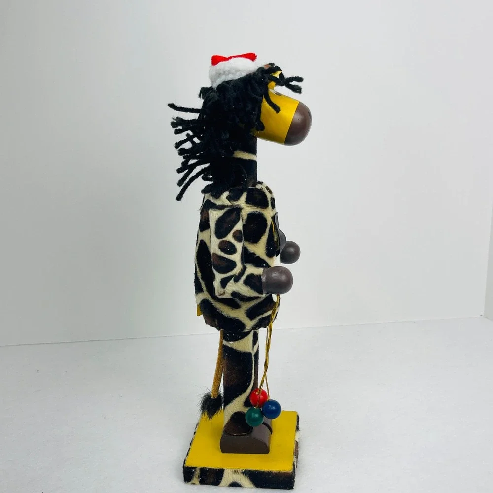 Giraffe Christmas Nutcracker Safari Animal Print Santa Hat 12 Inch Decor